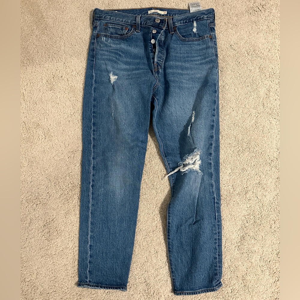 Levi's Wedgie Distressed Blue Jeans